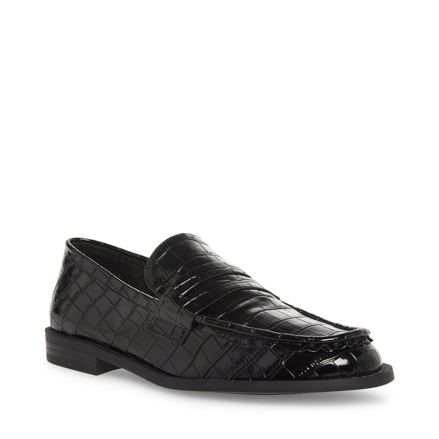 Loafers Steve Madden Goodman Crocodile Mujer Negras | ES VCS360